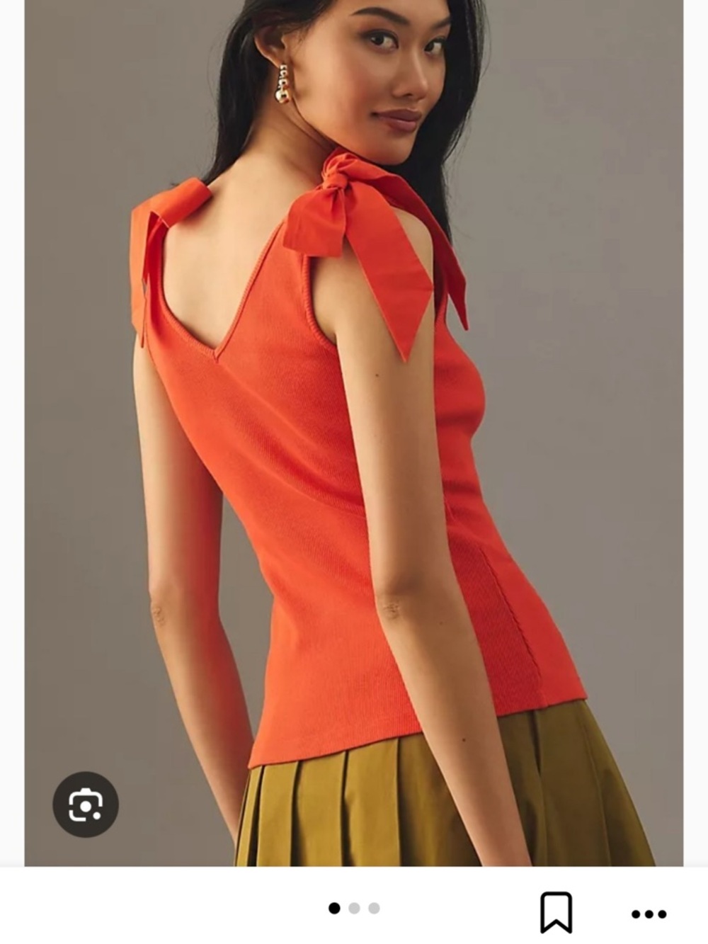 Anthropologie Maeve Bow-Tie Shoulder Knit Rafaela Orange Tank Top